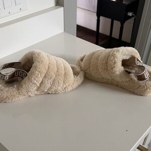 UGG Fluffy Tan Slippers